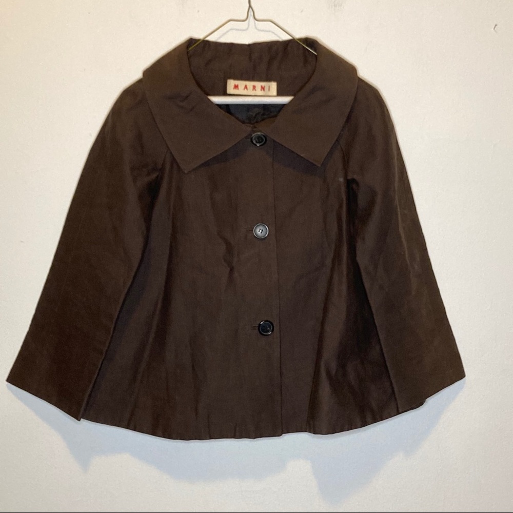 Marni Brown Cape Swing Jacket 6